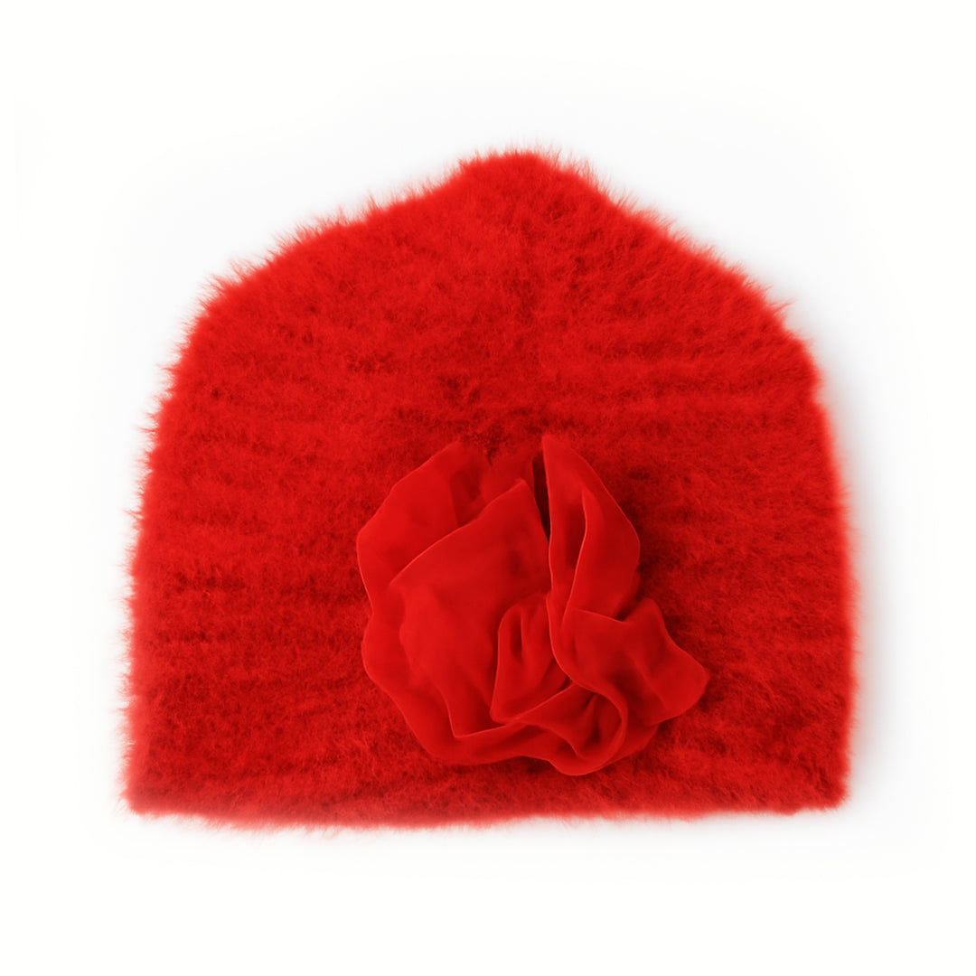 Flower Fluffy Hand Wooven Turban Cap