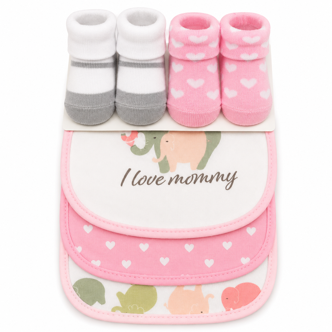 I Love Mommy Baby Bib & Socks Set