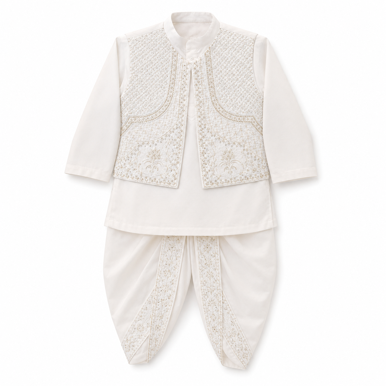 Sequence Dhoti Kurta With Waistcoat