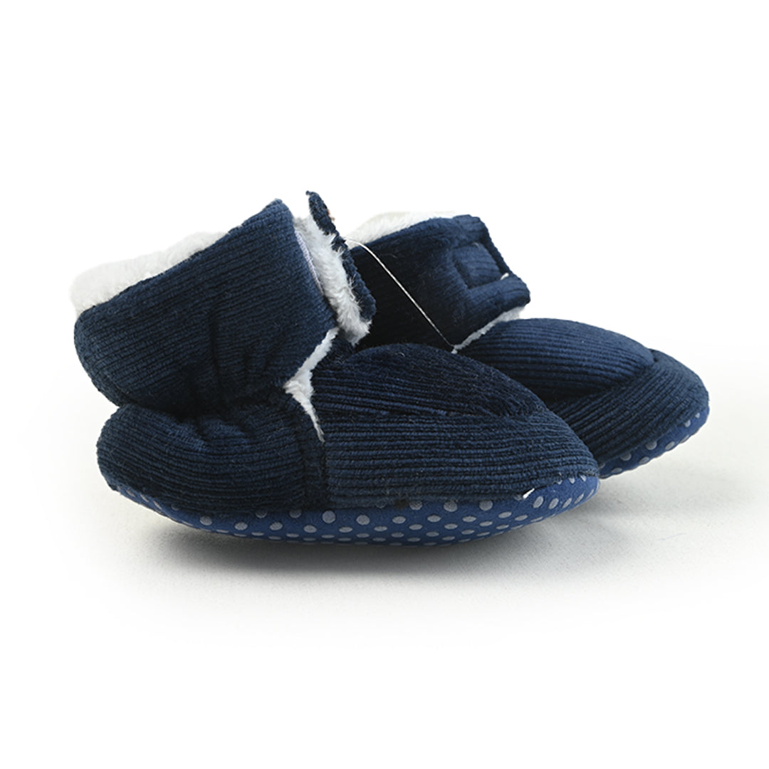 Courdroy Warm Fluff Shoes Navy 0-4M