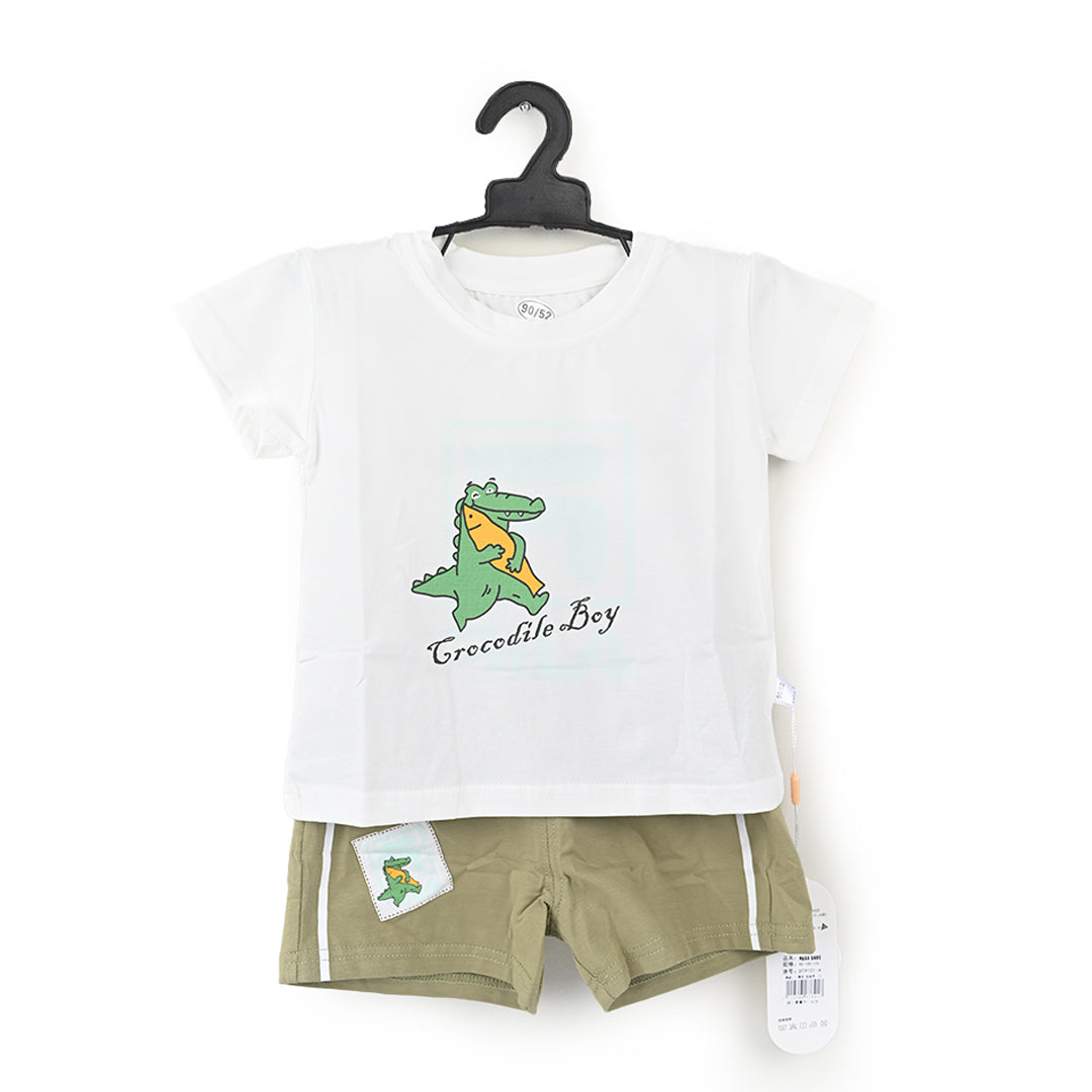 Croco Shirt and Shorts (Premium) White 18-24M
