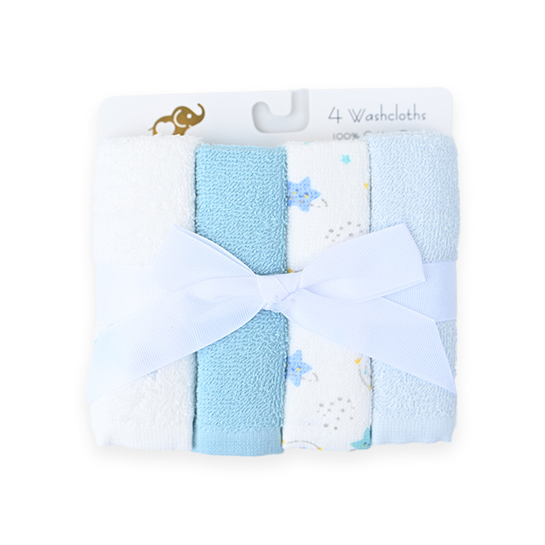 Blue Stars 4 Piece Face Towel Gift Set