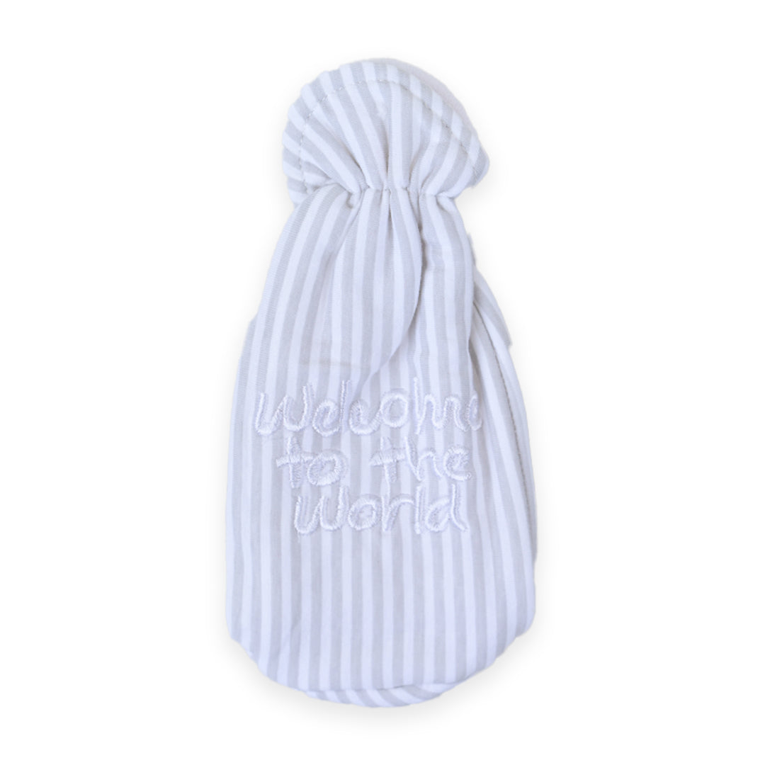 Stripes Welcome to the World Warm Feeder Cover Grey