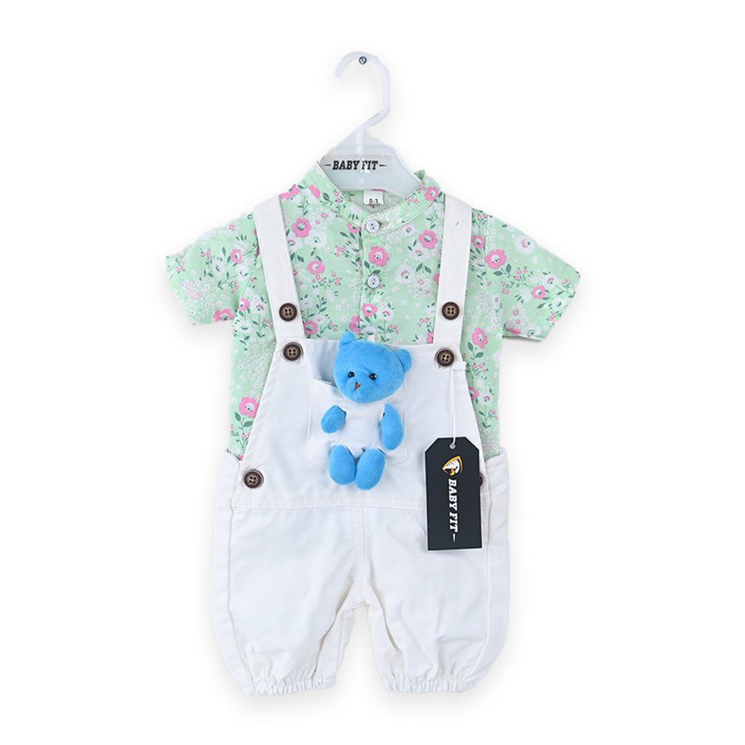 Flower Bear Shirt With Dungarees