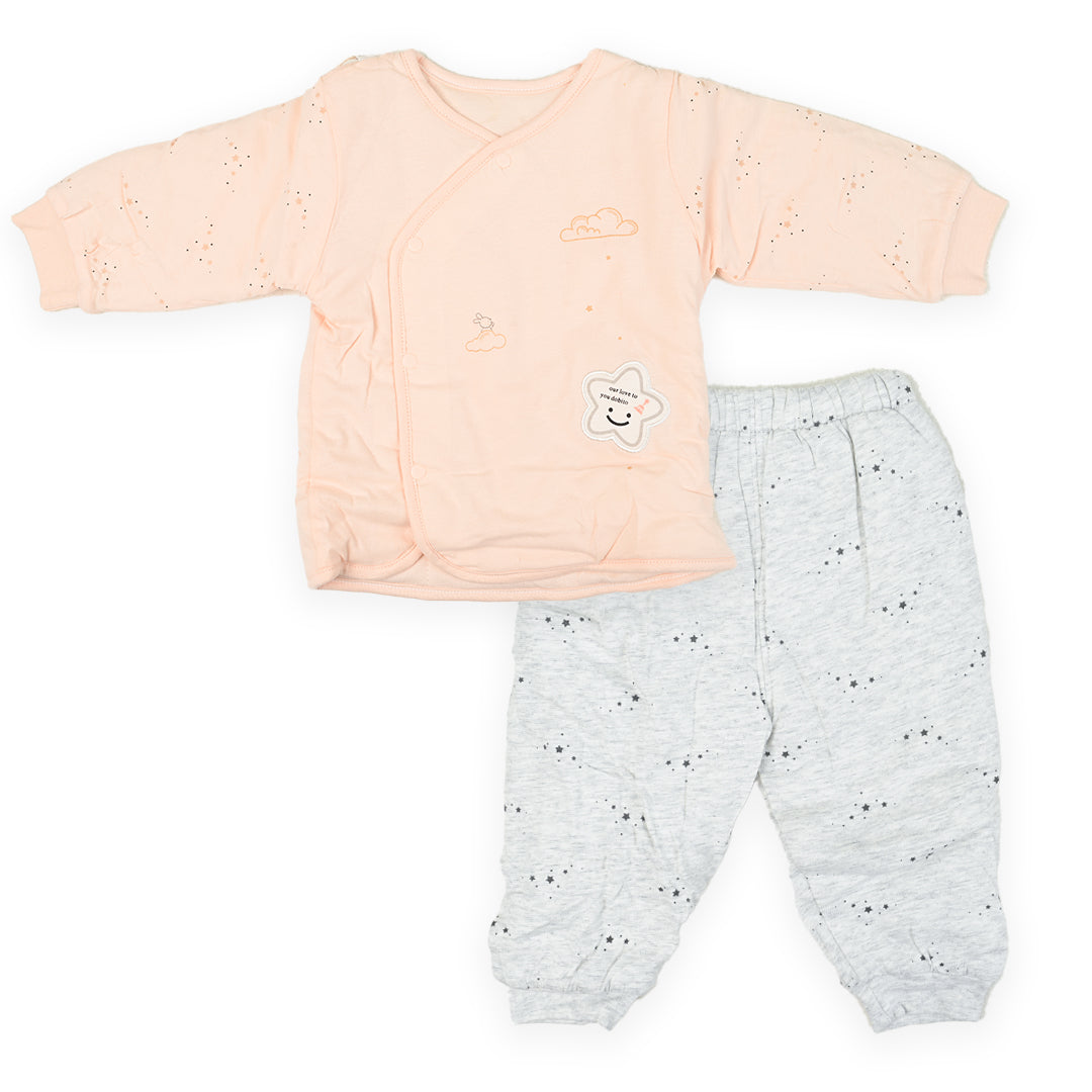 Star Cloud Quilted Shirt And Pajama Orange 0-3M