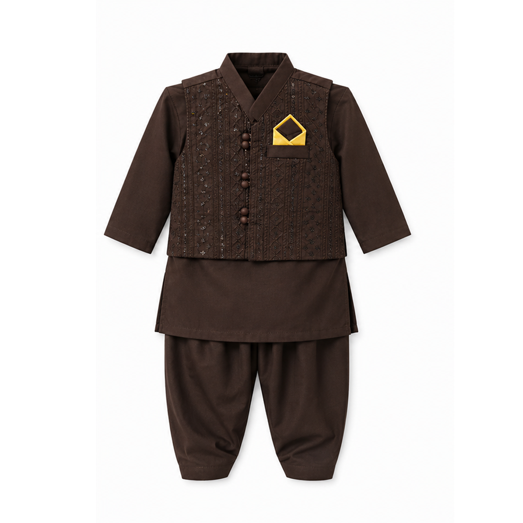 Royal Sage Kurta Set With WaistCoat