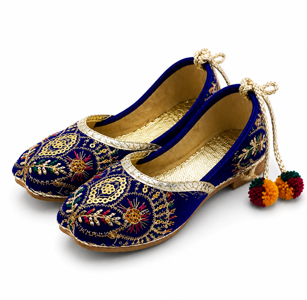 Embroidered Royal Blue Baby Khussa