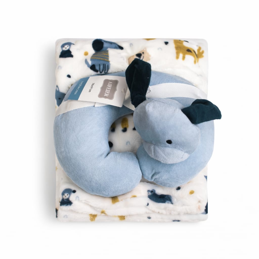 Baby Blanket with Neck Pillow – Soft Plush Newborn Comfort Set (Unisex)