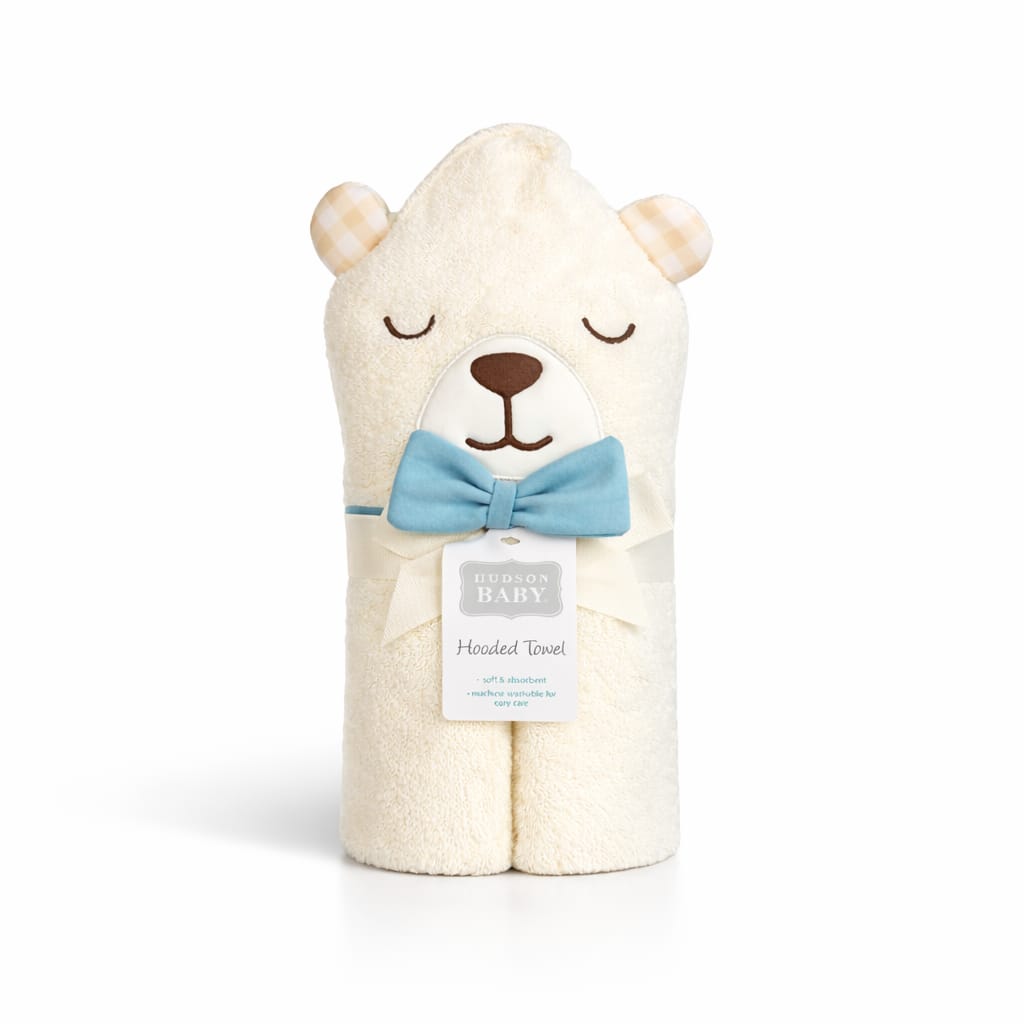White Bear Hooded Bath Towel