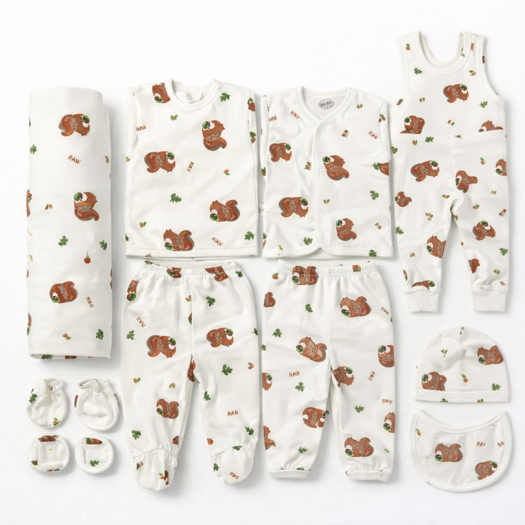Cute Brown Squirrel 11 Piece Winter New Born Set