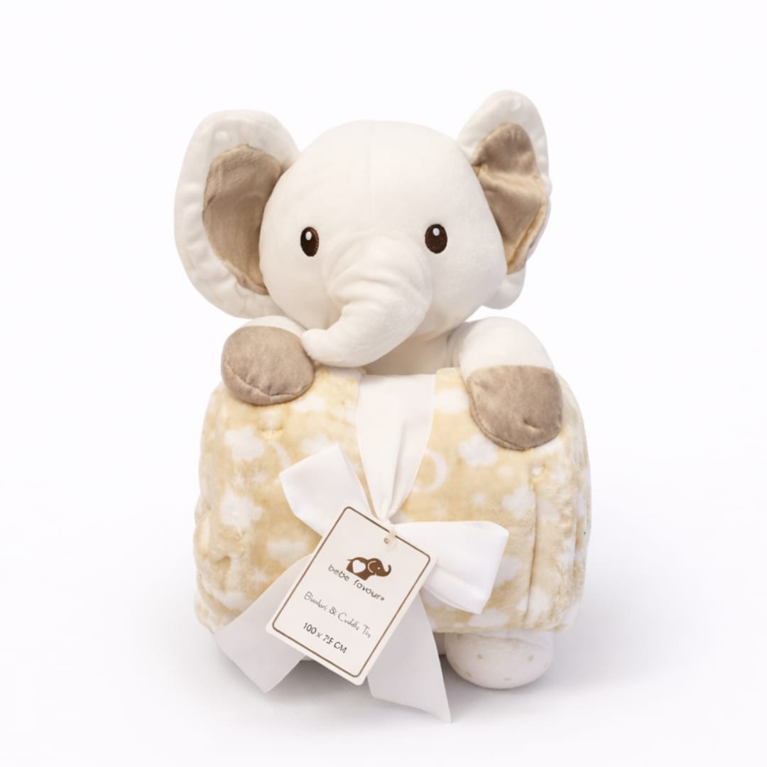 Premium Baby Elephant Blanket With Plush Toy