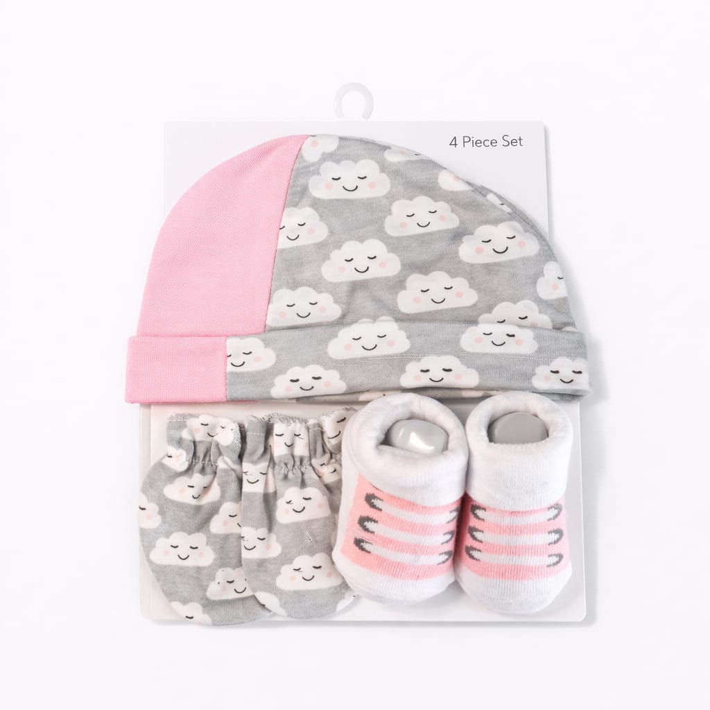 Premium 4 Piece Cap Socks & Mittens Gift Set