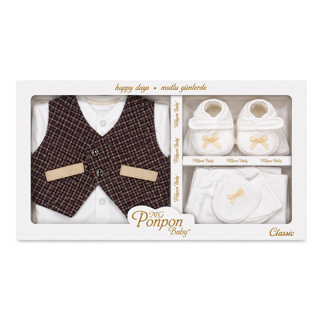 BabyCo ruby tartan newborn summer starter gift set