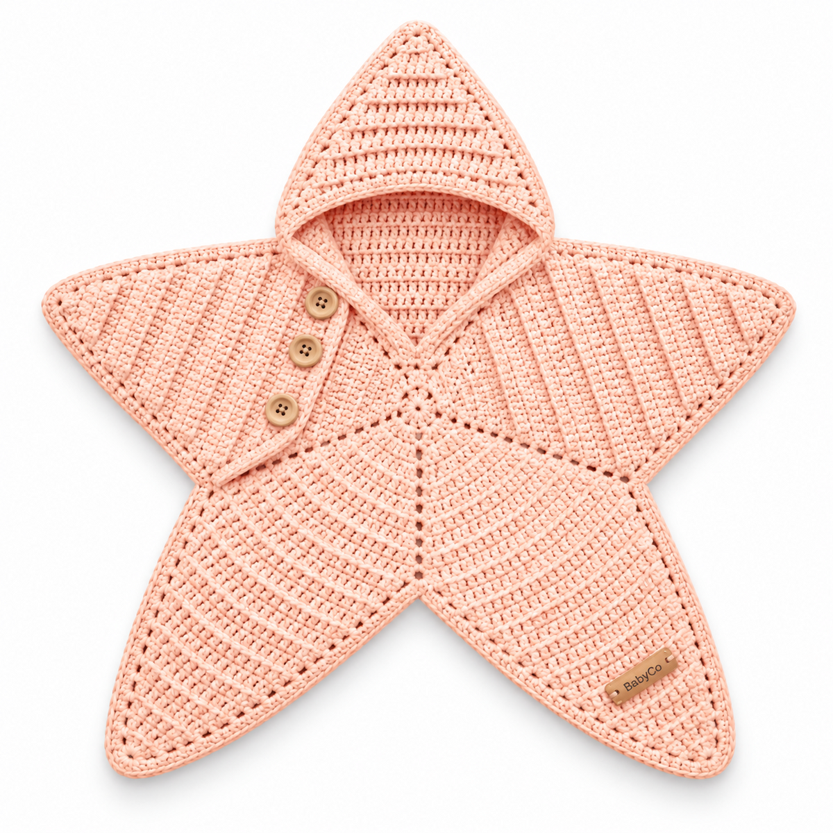 BabyCo StarSnug peach handmade hooded baby wrap with side slit