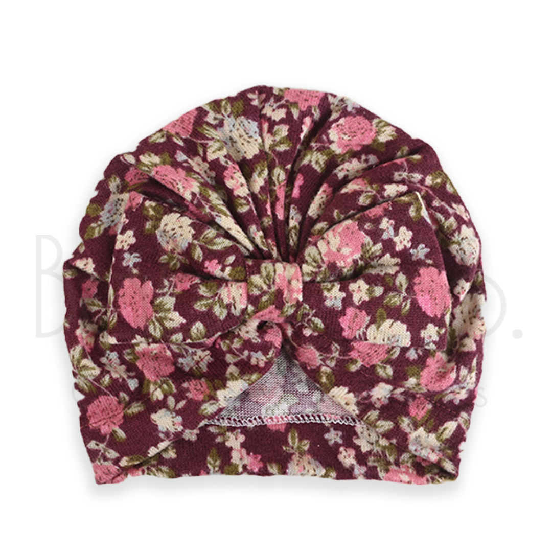 Summer Turban Hats Maroon flower