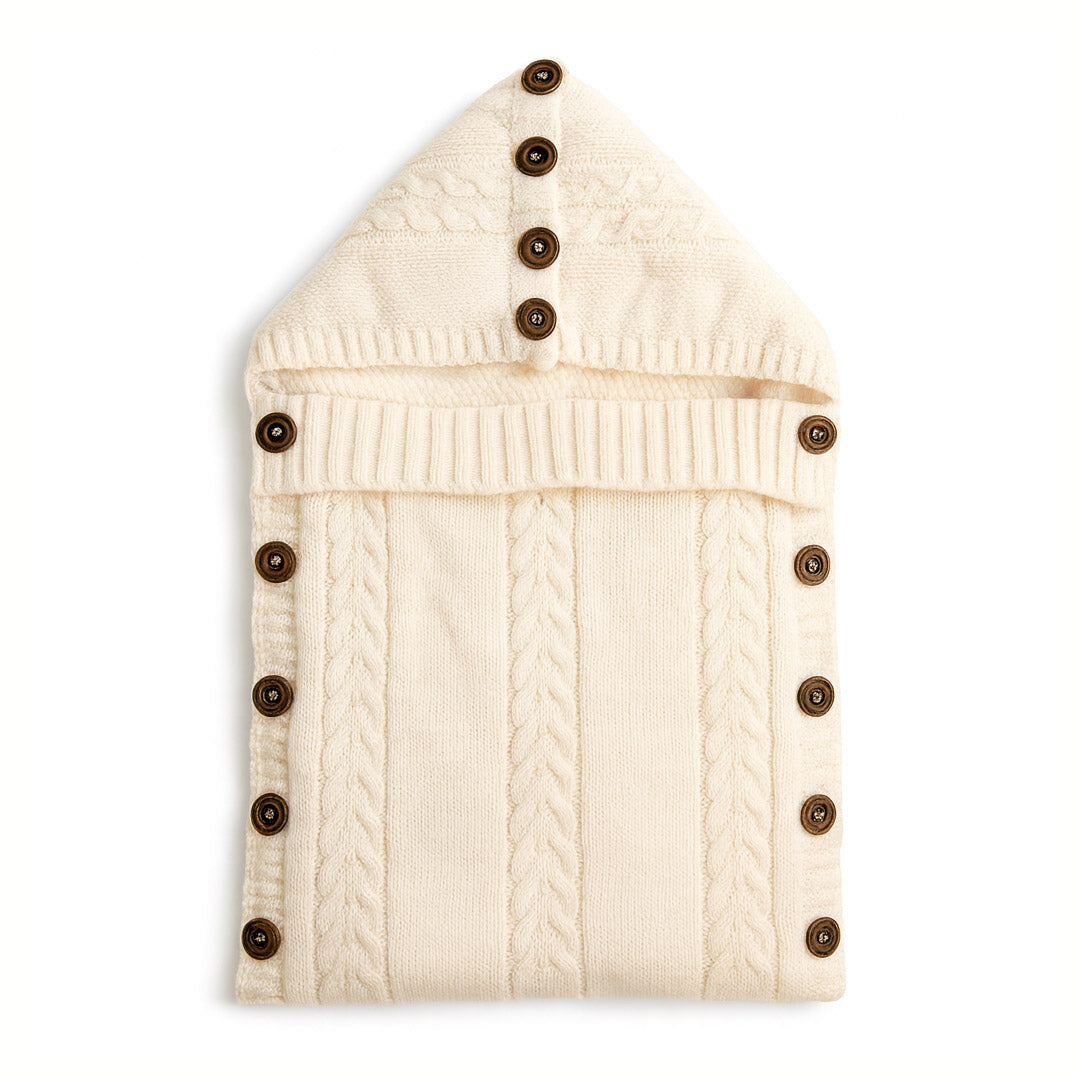 Hooded Buttoned Down Premium Wool and Fur Sleep Sack