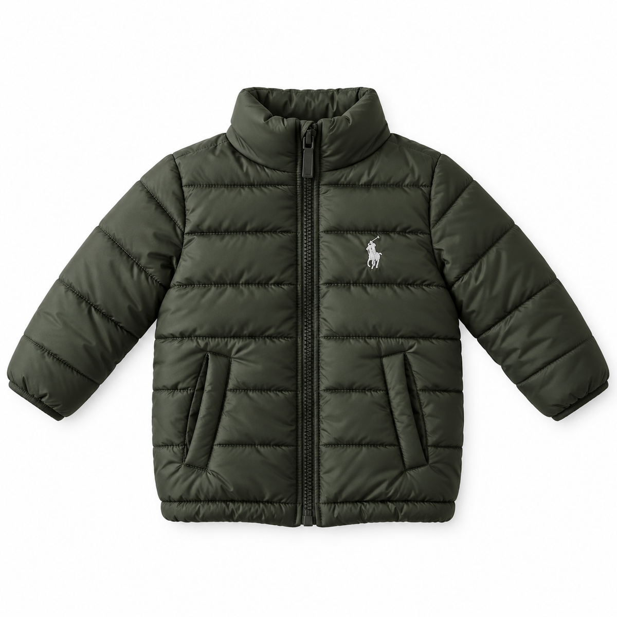 Olive Quilted Puffer Jacket for Kids