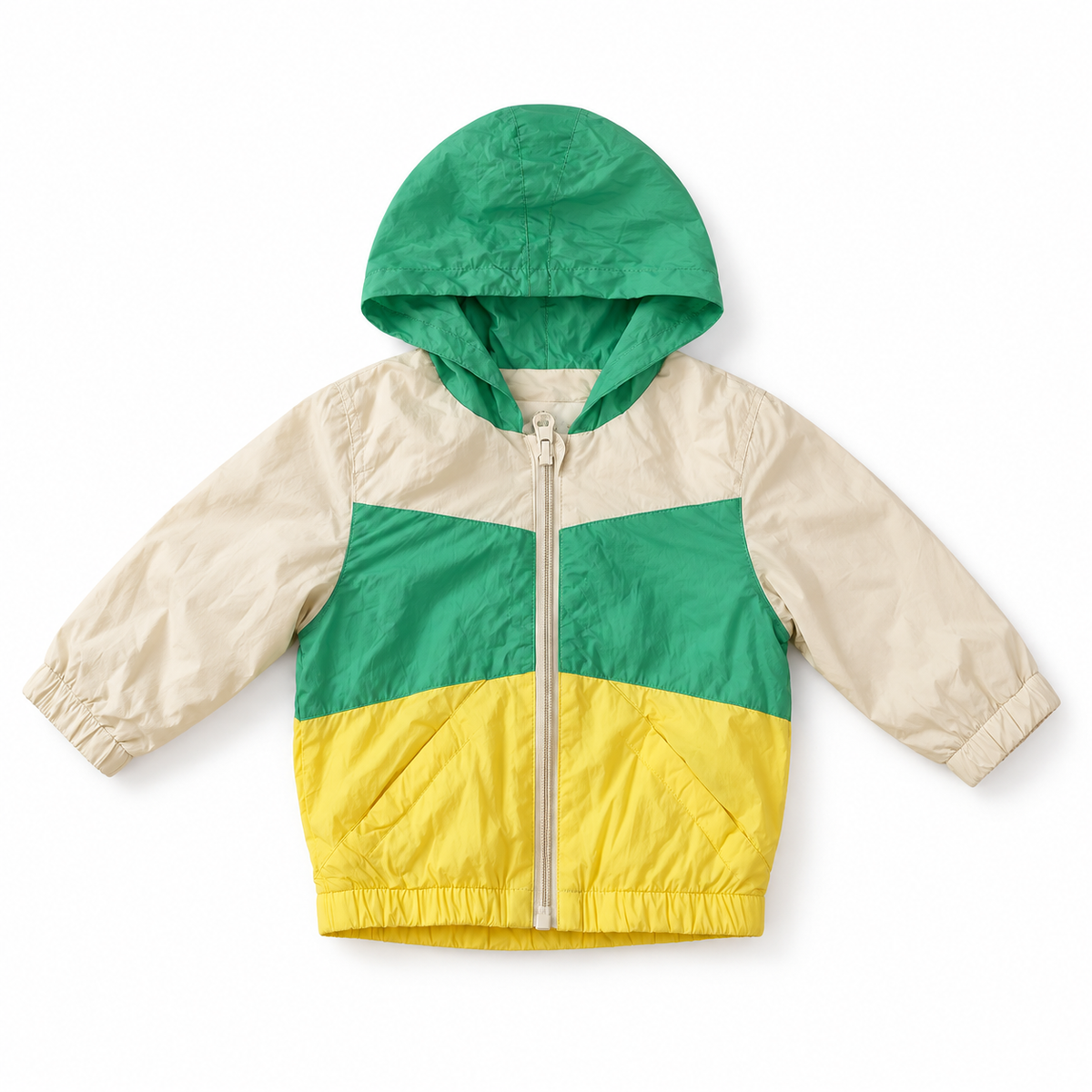 Colorblock Green & Yellow Hooded Baby Jacket