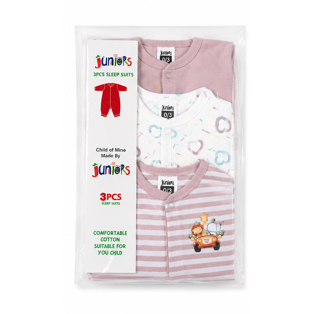 Lion Driving Full Sleeve Sleep Suits – Pack of 3