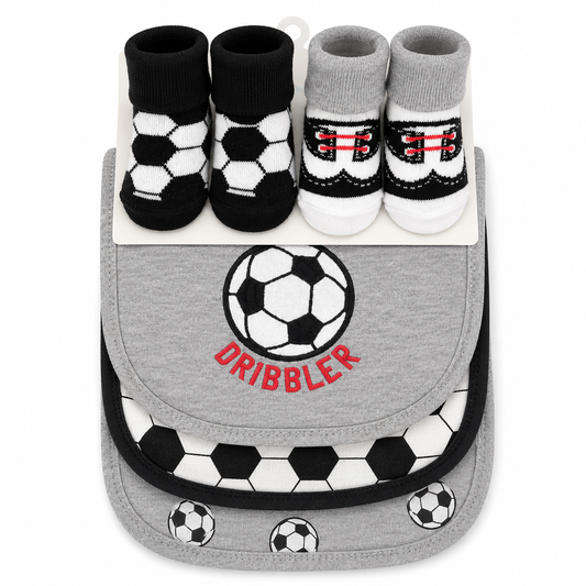 Dribbler Soccer Baby Bib & Socks Set