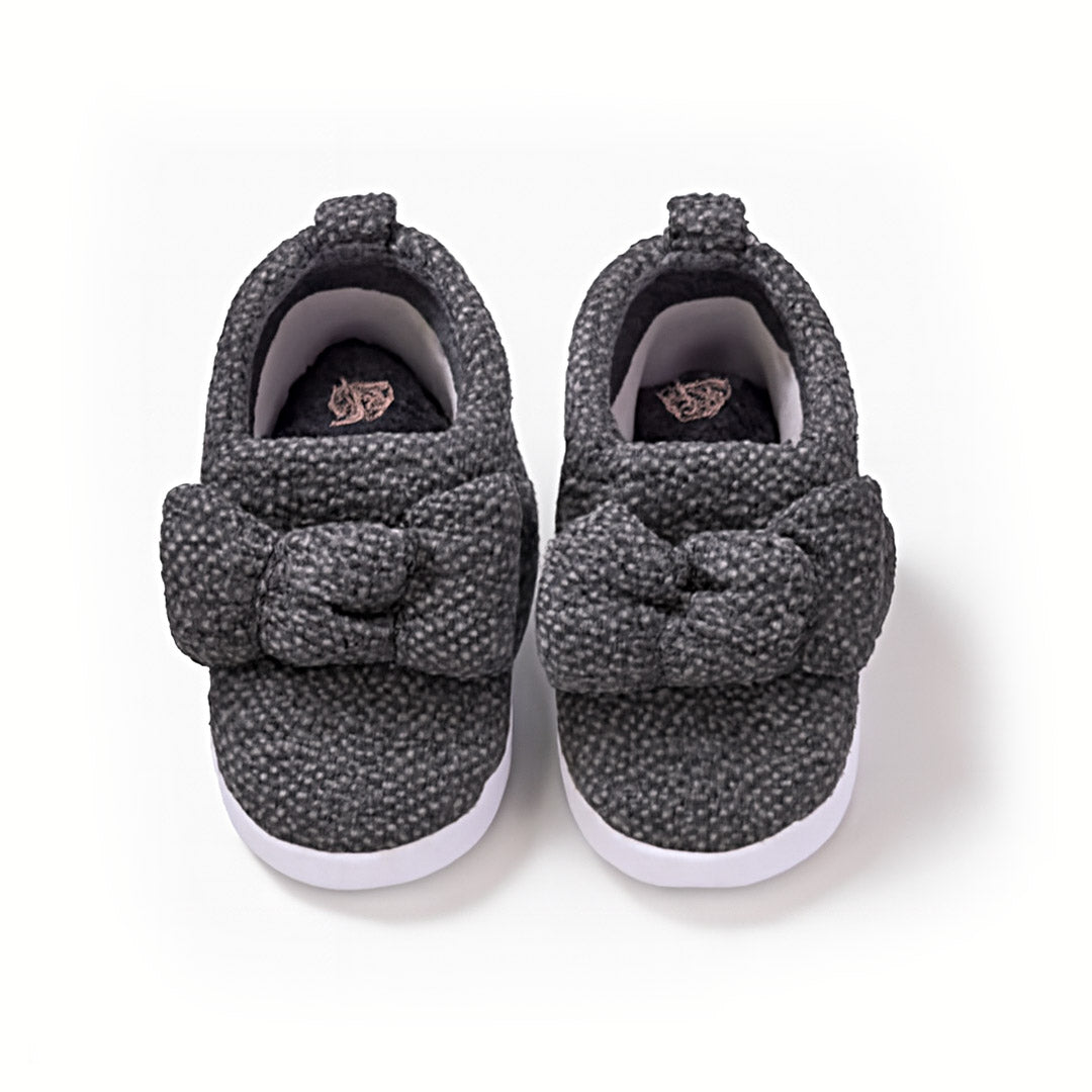 Grey Bow Baby Loafers