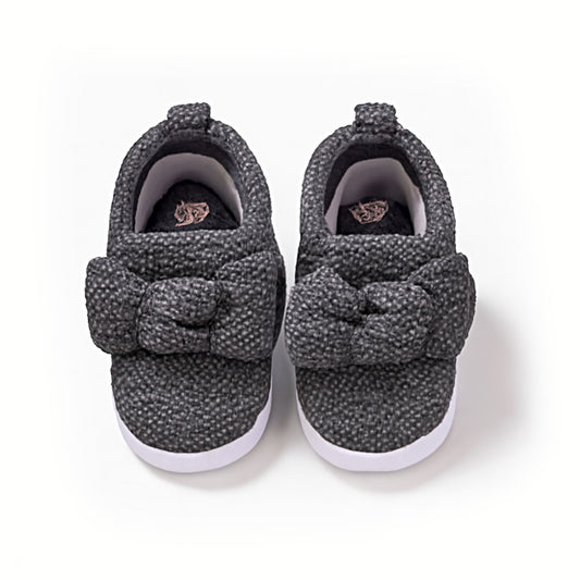 Grey Bow Baby Loafers