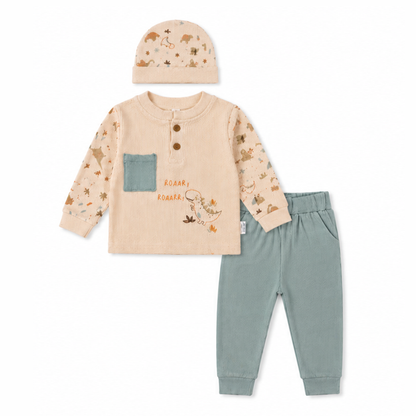 Dino Roar 3 Piece Newborn Shirt & Trouser Gift Set