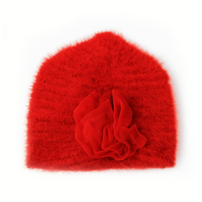 Flower Fluffy Hand Wooven Turban Cap