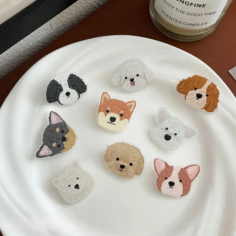 9 Pieces Cute Cartoon Anime Puppy Brooch Acrylic Fashion Badge