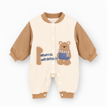 Bear Warm Quilted Romper Brown