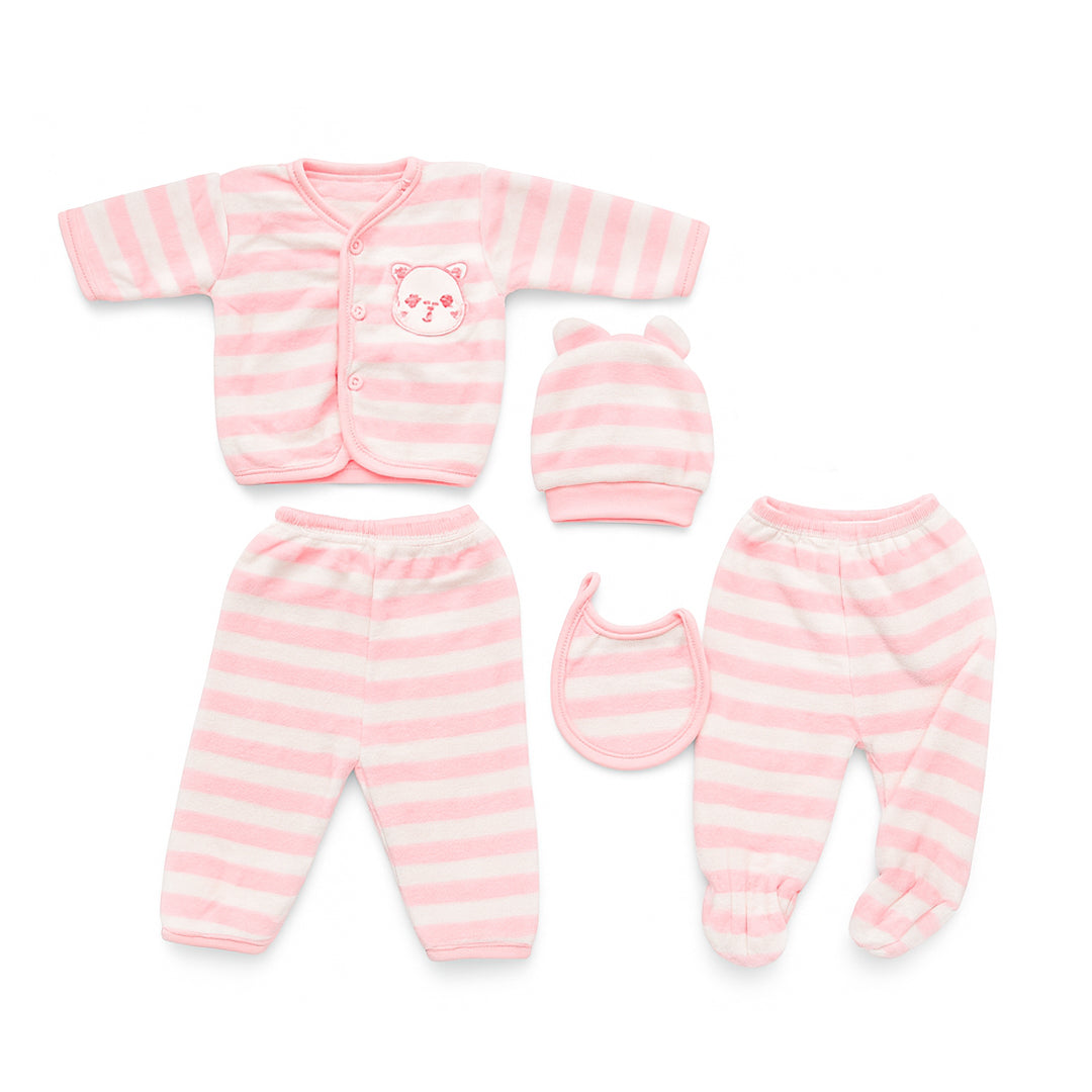 Stripes Pink 5 Piece Fleece Starter Set