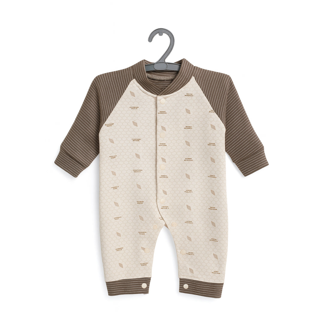 Feather Down Light Fleece Romper Brown 3-6M