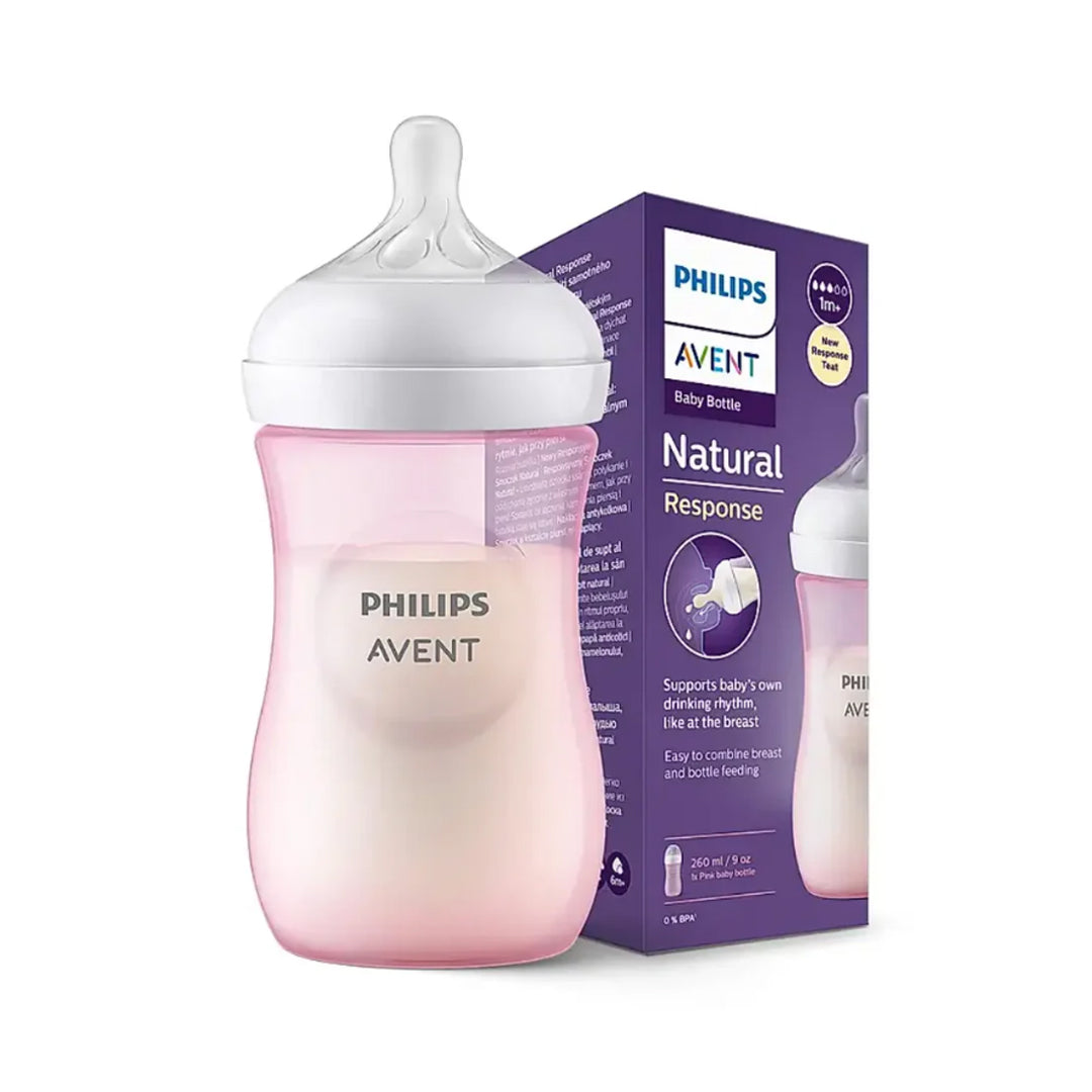 Philips Avent Natural 9oz 260ML Anti-Colic Baby Feeding Bottle (Plastic Bottle) Pink