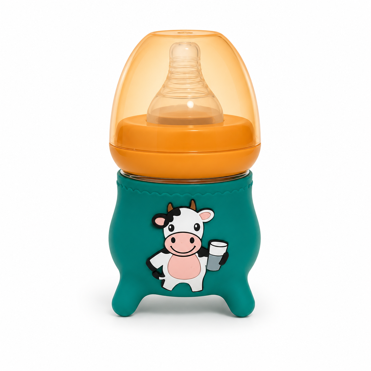 Tiny Cow 120ml Glass Baby Feeder with Silicone Cover