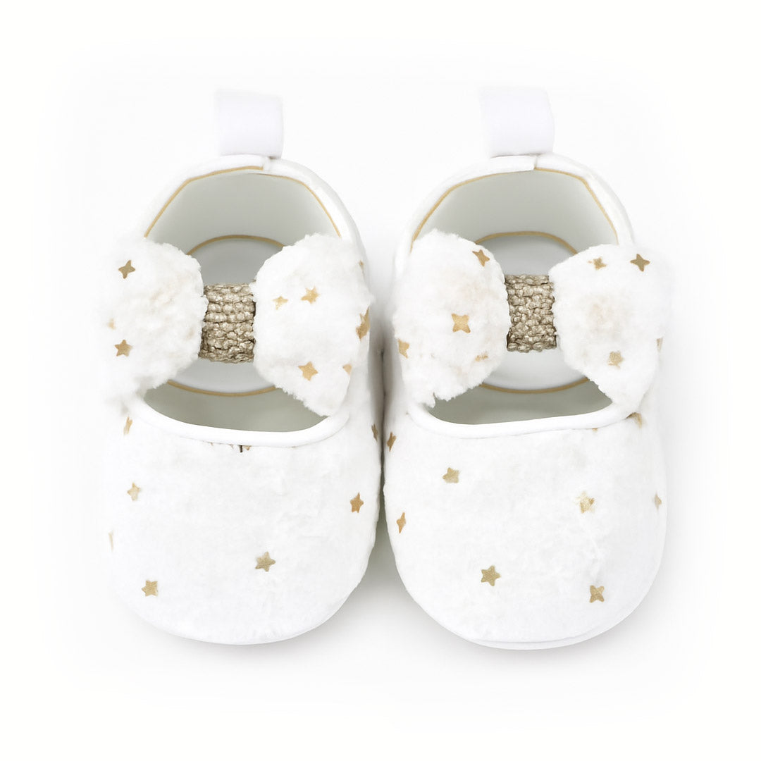 White With Gold Baby Pumps