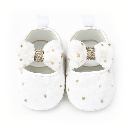White With Gold Baby Pumps