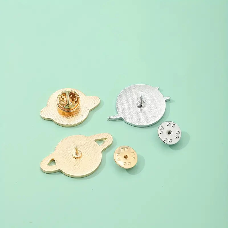 7 Pieces Cute Cartoon Cosmic Planet Brooch Set