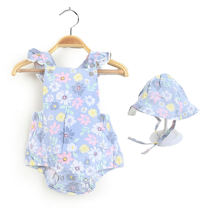 2 Piece Floral Bodysuit With Cap