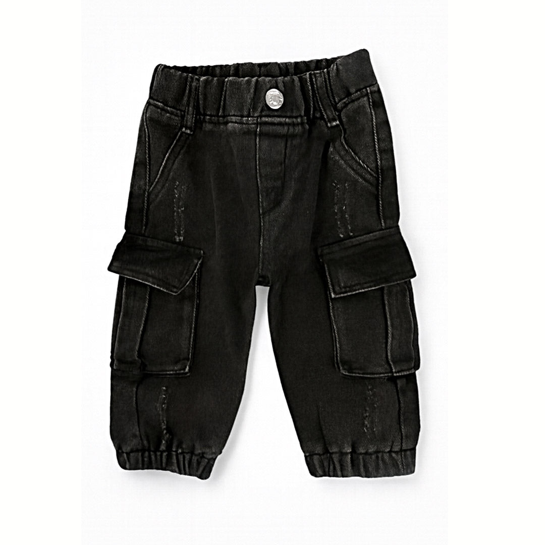 Black Faded Pull-over Denim Trouser