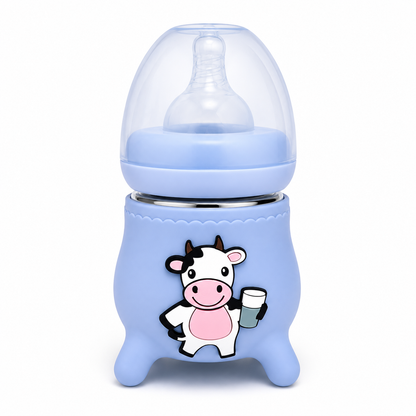 Tiny Cow 120ml Glass Baby Feeder with Silicone Cover
