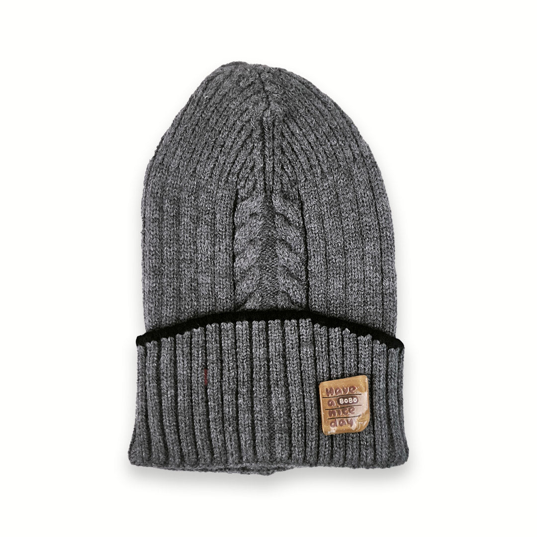 Multi Design Warm Wool Caps Dark Grey