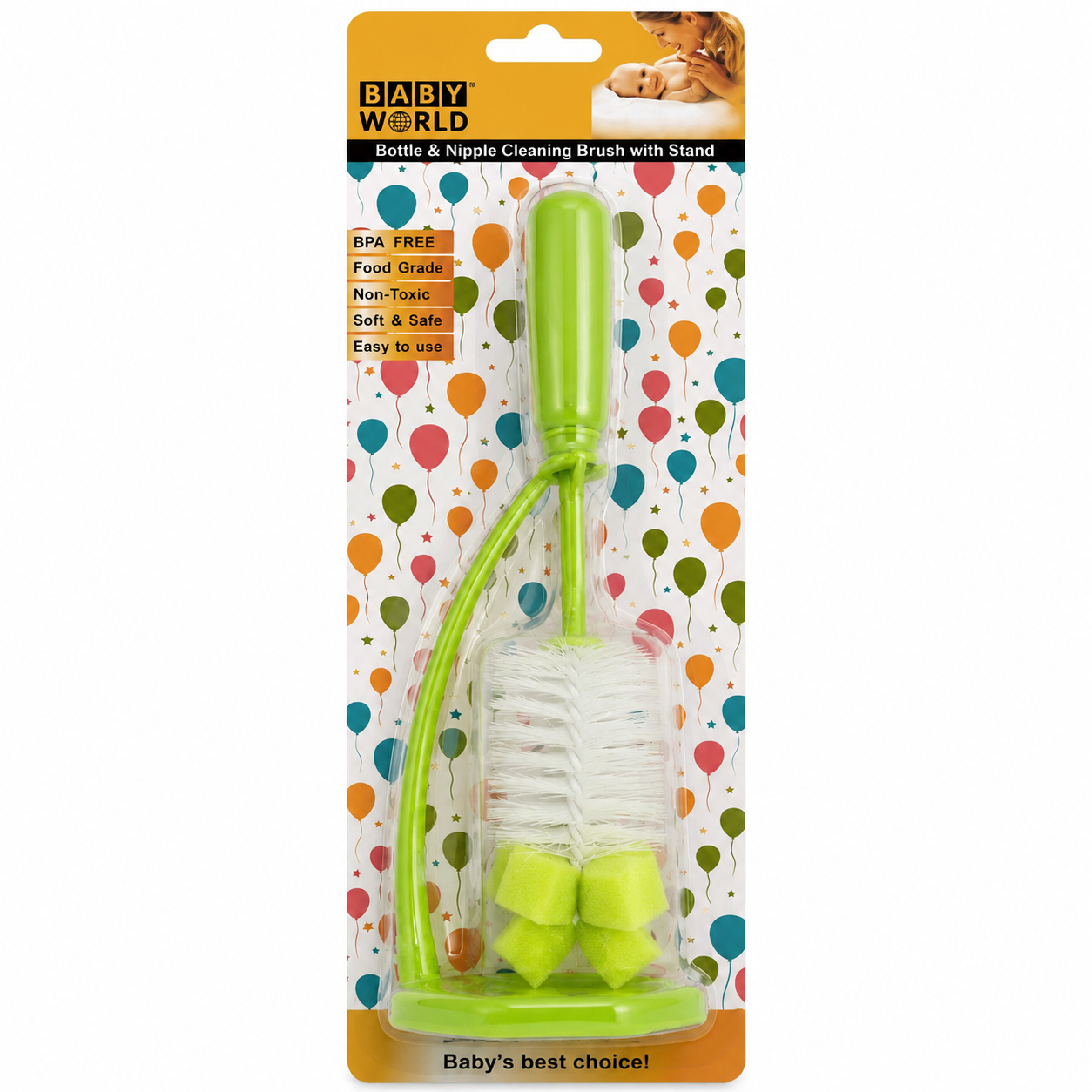 Baby World Bottle & Nipple Cleaning Brush with Stand