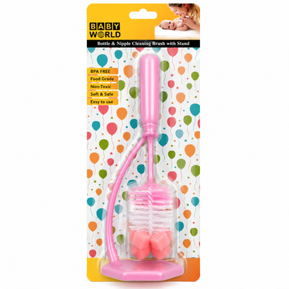 Baby World Bottle & Nipple Cleaning Brush with Stand