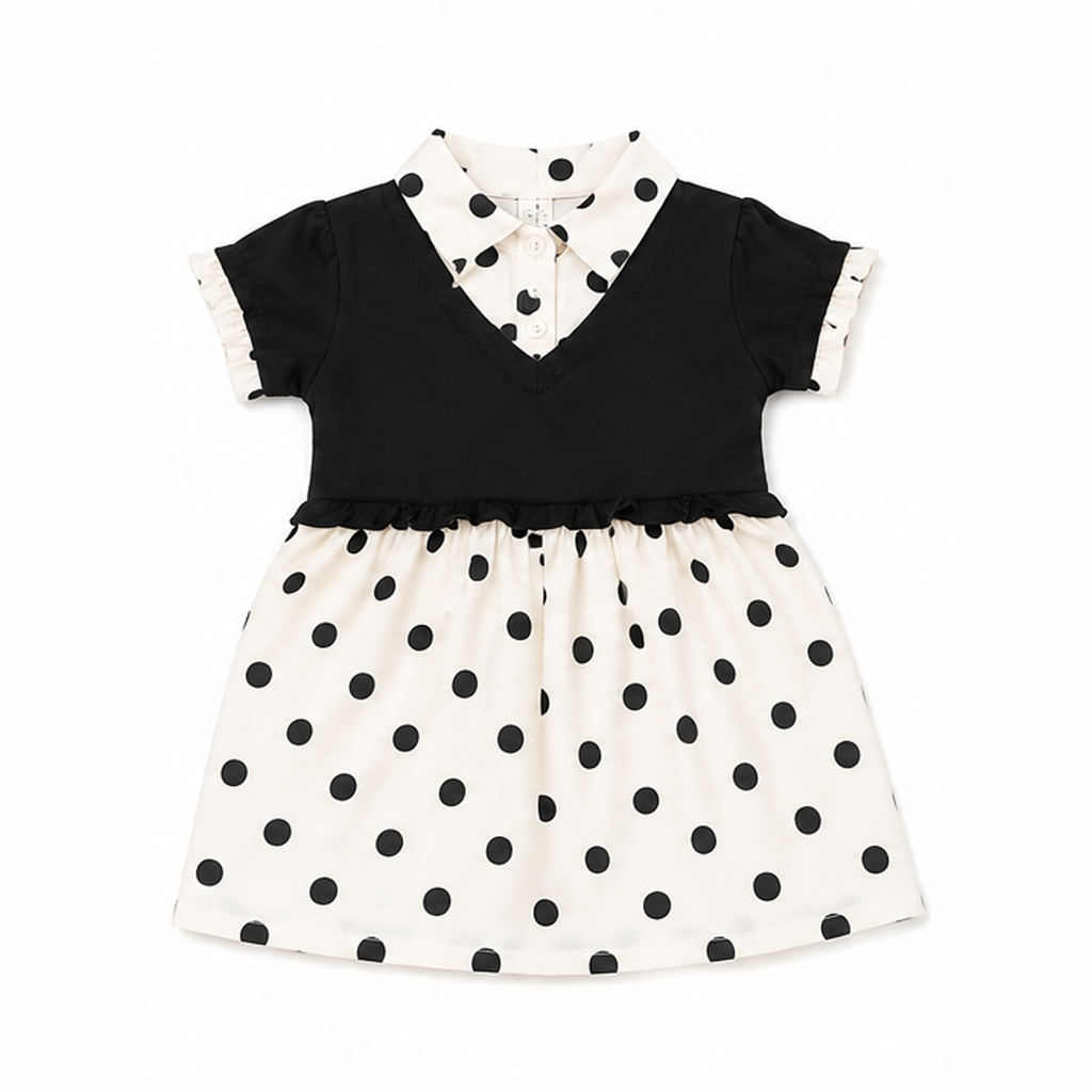 Polka dots baby frock on white background