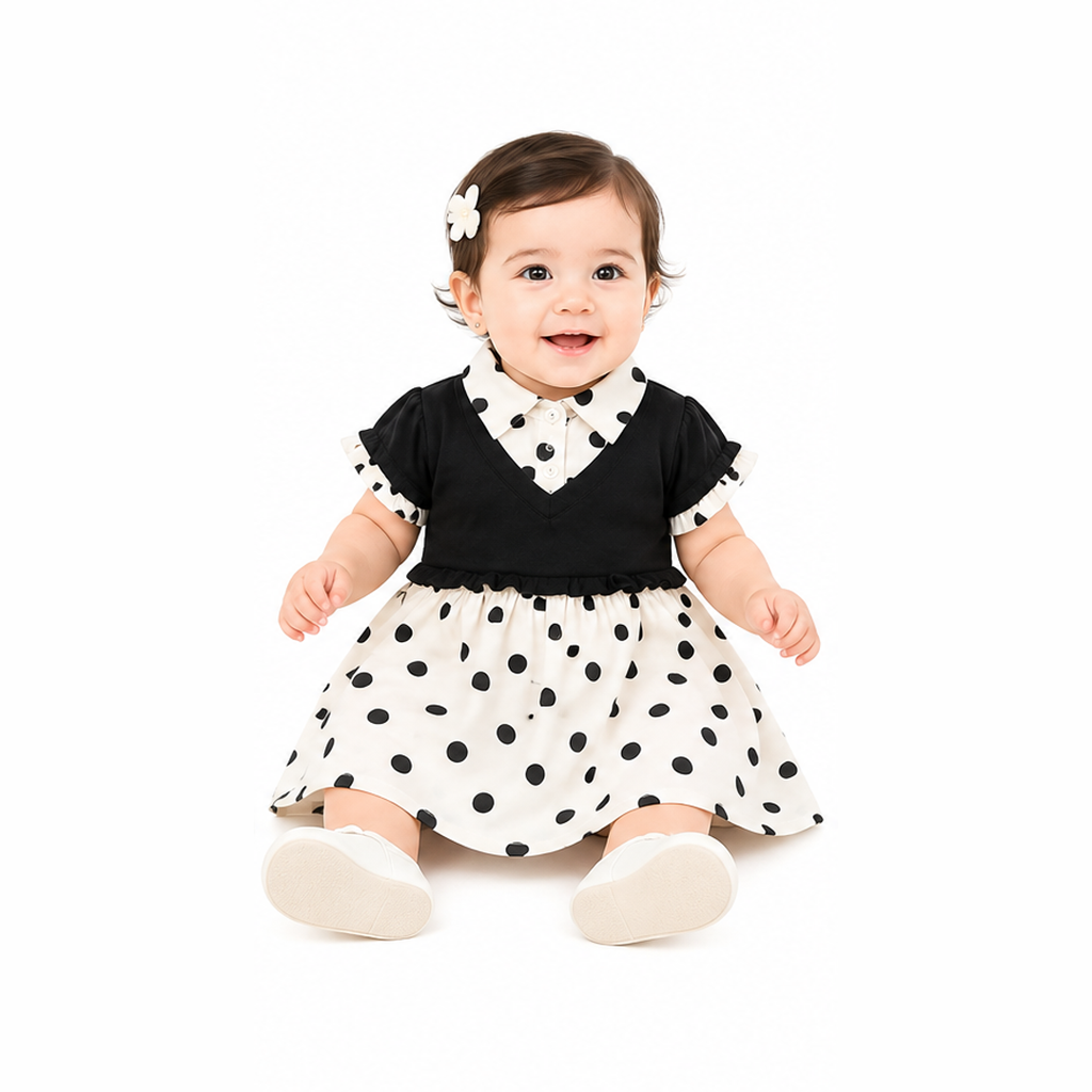 Polka dots baby frock alternate view