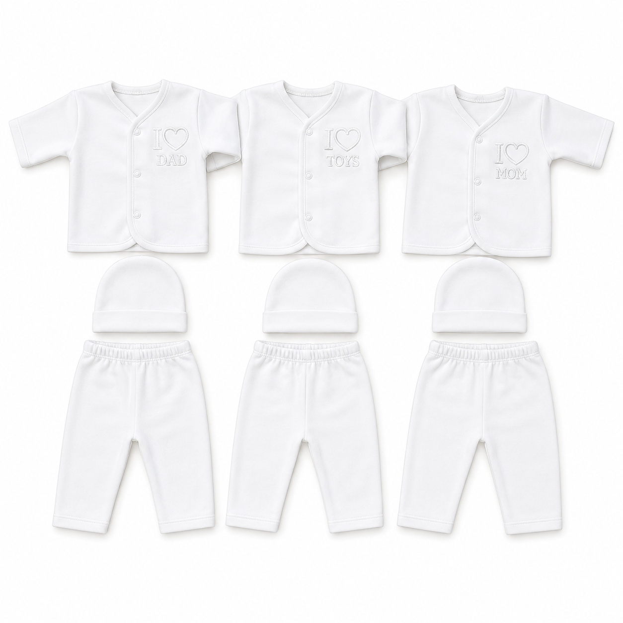 I Love Newborn 3-Piece Outfit Set – Dad, Toys & Mom