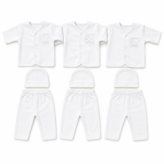 I Love Newborn 3-Piece Outfit Set – Dad, Toys & Mom