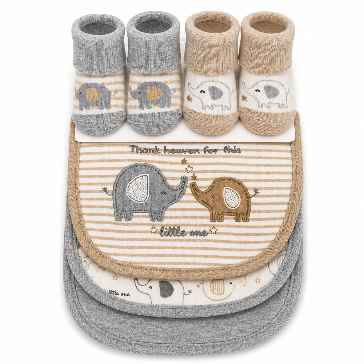 Little One Elephant Baby Bib & Socks Set