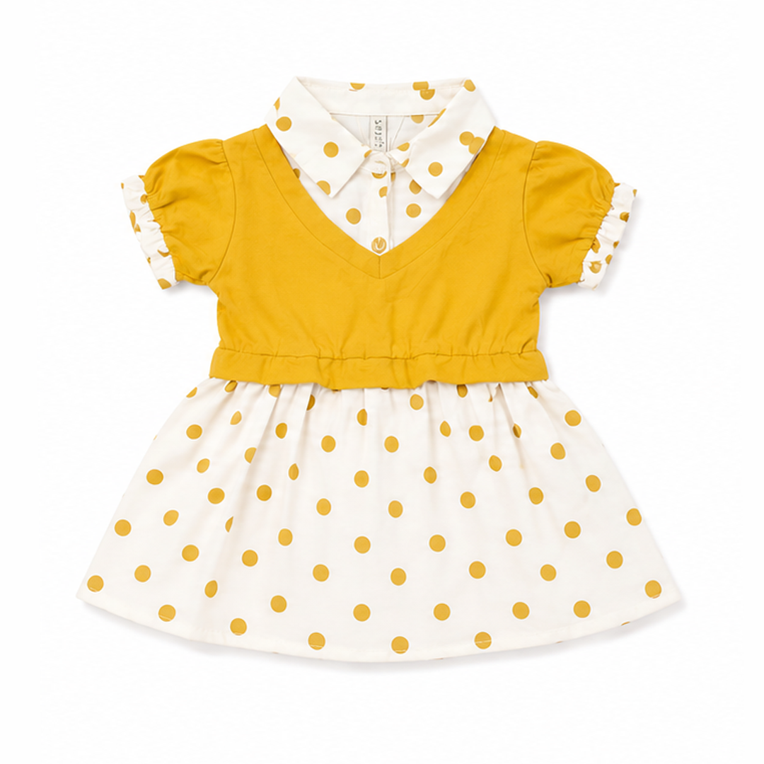 Polka dots baby frock detail
