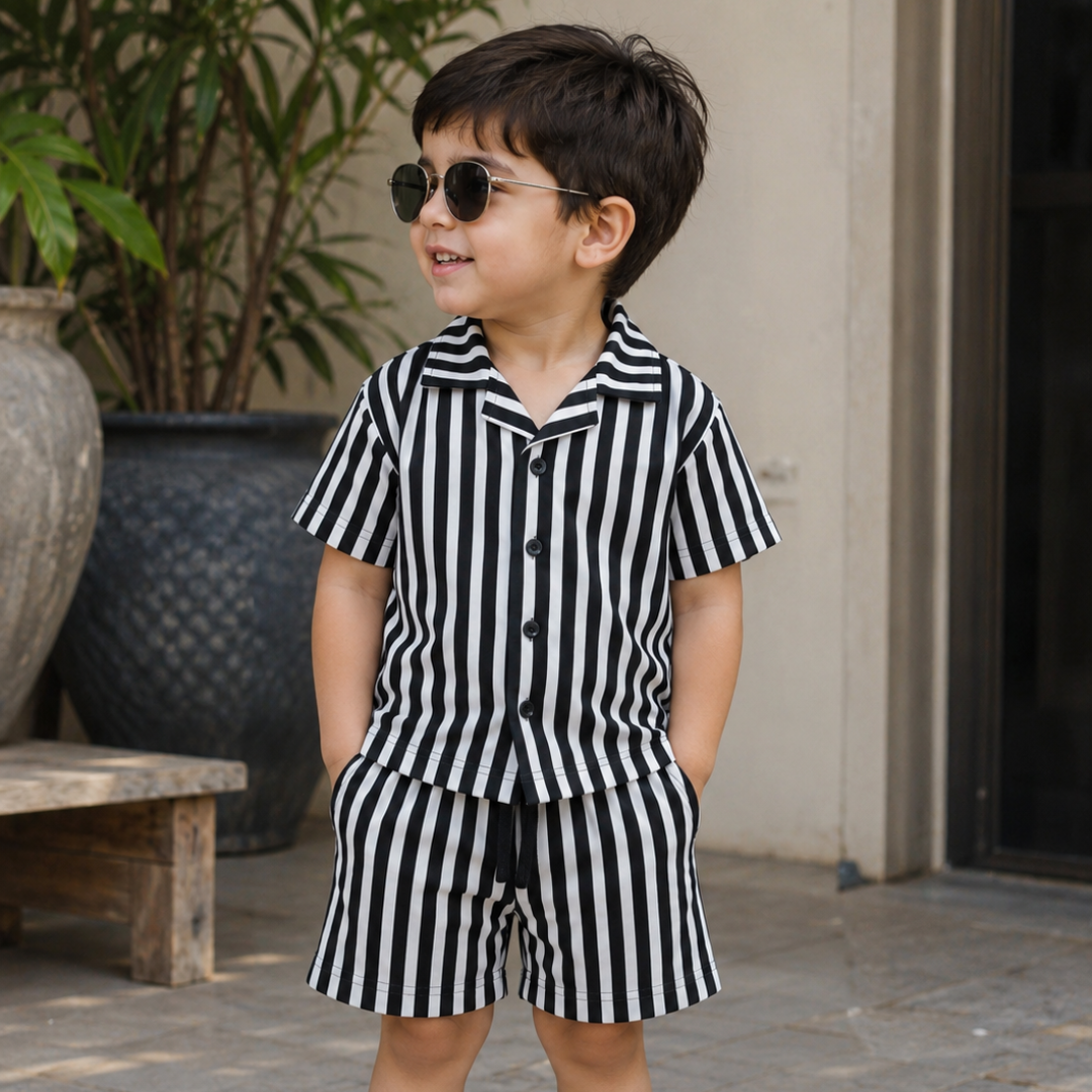 Monochrome Stripe Resort Co-ord Set